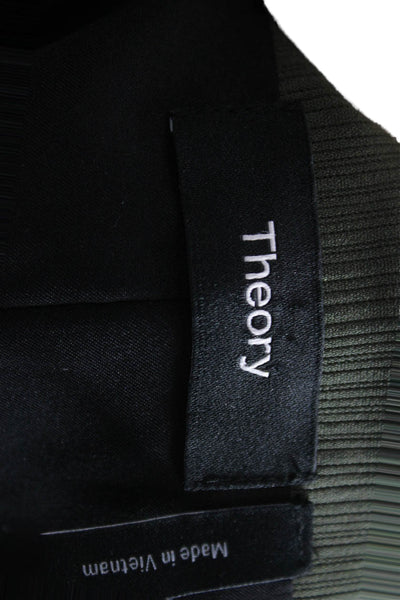 Theory Women Army Green V-Neck Button Vest Sleeveless 70% Triacetate Size 2
