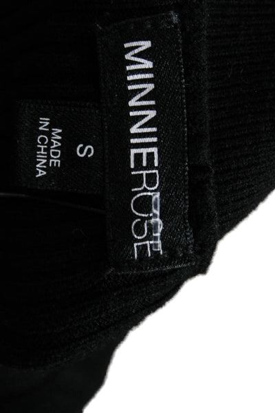 Minnie Rose Women Black V-Neck Sleeveless Button Vest Size S
