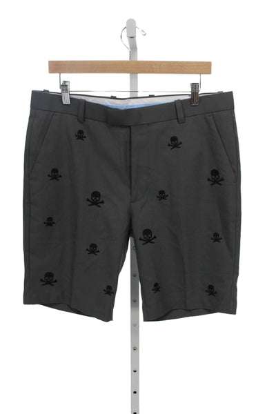 G/Fore Mens Bermuda Chino Shorts Dark Gray Skull Graphic Polyester Size 34