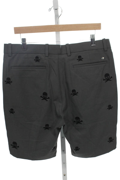 G/Fore Mens Bermuda Chino Shorts Dark Gray Skull Graphic Polyester Size 34