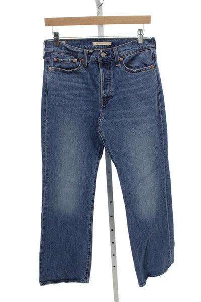 Levis Mens Blue Straight Mid-Rise Jeans Size 28