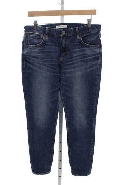 Moussy Womens Cropped Ankle Jeans Dark Blue Mid Rise 27in 99% Cotton Size 28