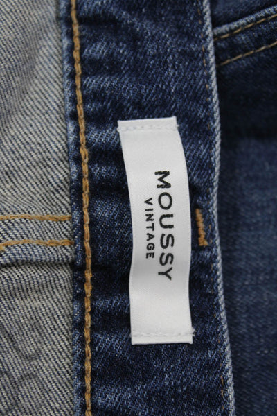 Moussy Womens Cropped Ankle Jeans Dark Blue Mid Rise 27in 99% Cotton Size 28