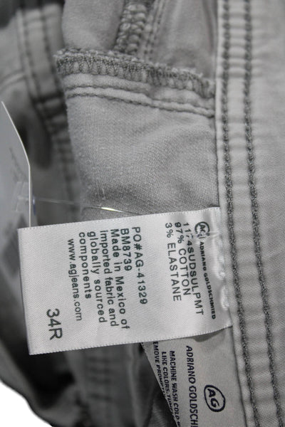 AG Mens Chino Pants Gray Designer 97% Cotton 3% Elastane Size 34