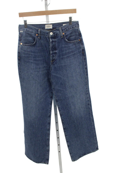 Citizens of Humanity Womens Cropped Wide Leg High Waist Dark Blue Jeans Size 28