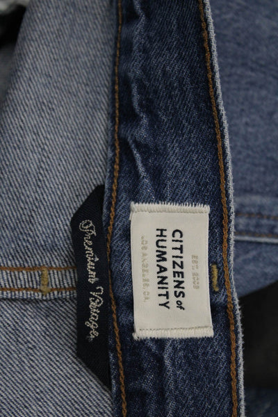 Citizens of Humanity Womens Cropped Wide Leg High Waist Dark Blue Jeans Size 28