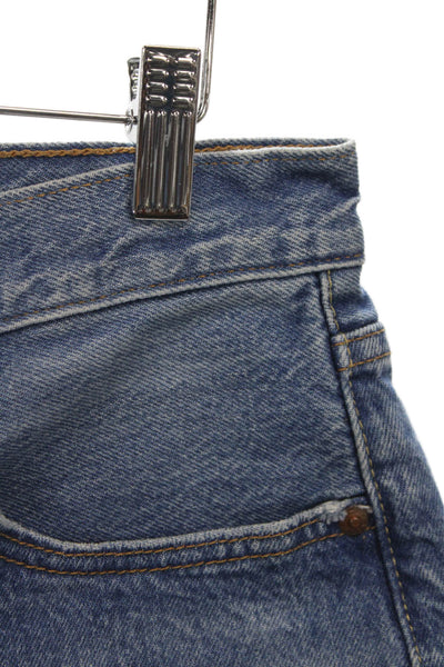 Levis Unisex 90s Blue Cotton Solid Button Shorts Size 28
