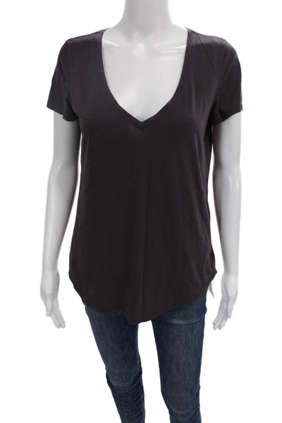 Lululemon Womens Basic V-Neck Dark Gray Short Sleeve Polyester T-Shirt Size 6