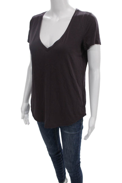 Lululemon Womens Basic V-Neck Dark Gray Short Sleeve Polyester T-Shirt Size 6