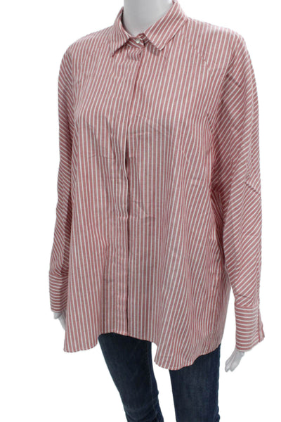 Zara Trafaluc Womens Striped Cotton Button-Up Blouse Long Sleeve Size S