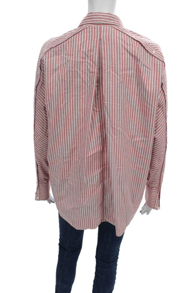 Zara Trafaluc Womens Striped Cotton Button-Up Blouse Long Sleeve Size S