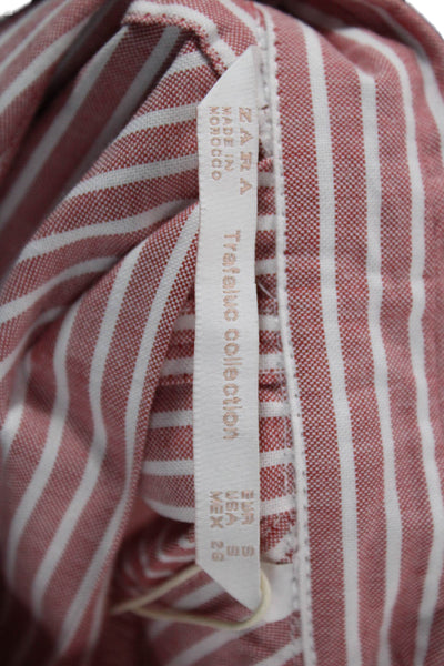 Zara Trafaluc Womens Striped Cotton Button-Up Blouse Long Sleeve Size S