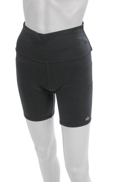 Alo Unisex Biker Shorts Black Nylon Spandex Size M