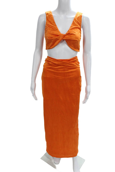 Superdown Womens Cropped Tank Top Maxi Skirt Set Orange Size Medium