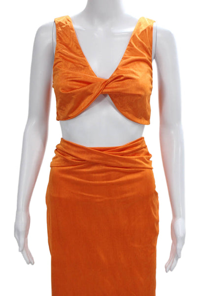 Superdown Womens Cropped Tank Top Maxi Skirt Set Orange Size Medium