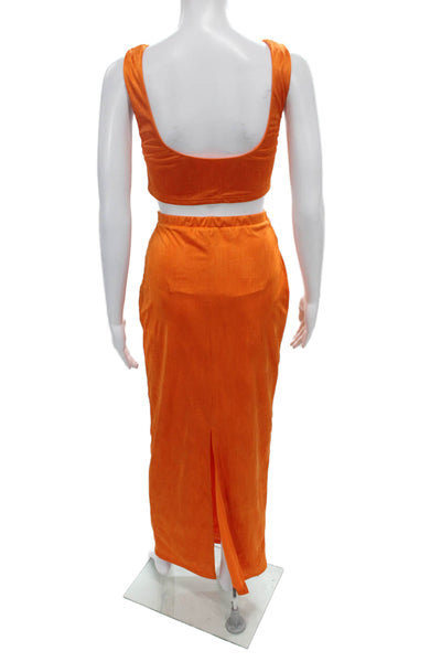 Superdown Womens Cropped Tank Top Maxi Skirt Set Orange Size Medium