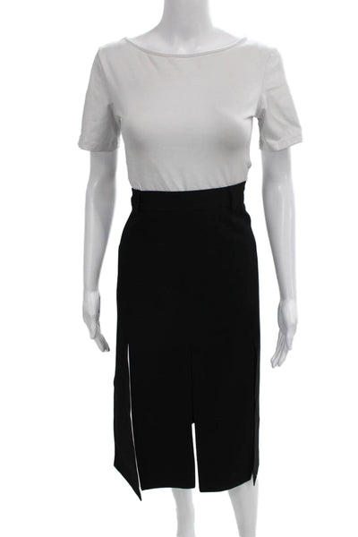 Zara Womens Straight Pencil Black Polyester Midi Skirt Size S