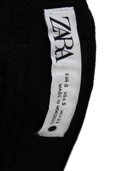 Zara Womens Straight Pencil Black Polyester Midi Skirt Size S