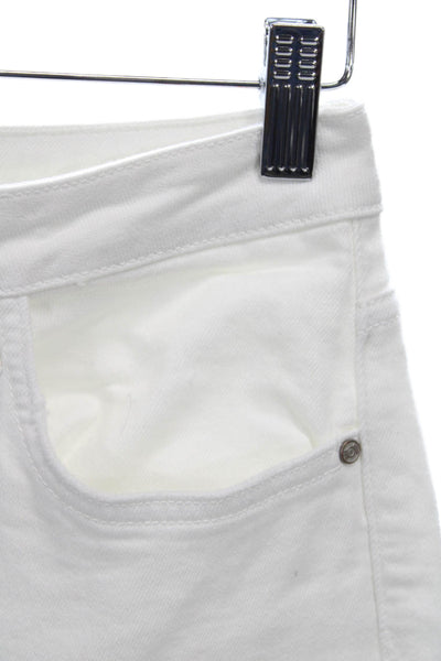 Zara Women Mom Straight White High Rise Cotton Jeans Size 6