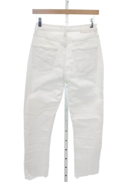 Zara Women Mom Straight White High Rise Cotton Jeans Size 6