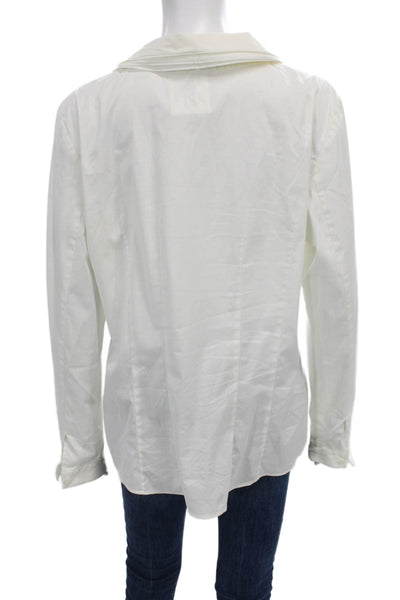 Lafayette 148 New York Women White Button Up Blouse Long Sleeve Size 14