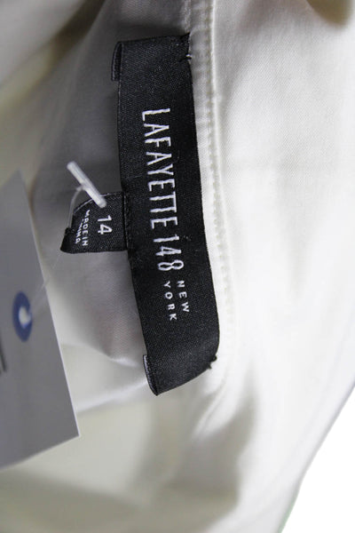 Lafayette 148 New York Women White Button Up Blouse Long Sleeve Size 14