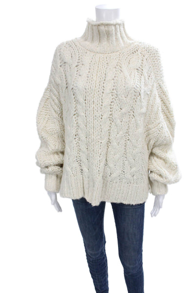 Anthropologie Unisex White Turtleneck Pullover Sweater Long Sleeve Size XL