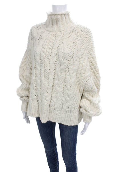 Anthropologie Unisex White Turtleneck Pullover Sweater Long Sleeve Size XL