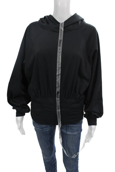 TA3 Women Full-Zip Hoodies Black Drawstring Long Sleeve Size M