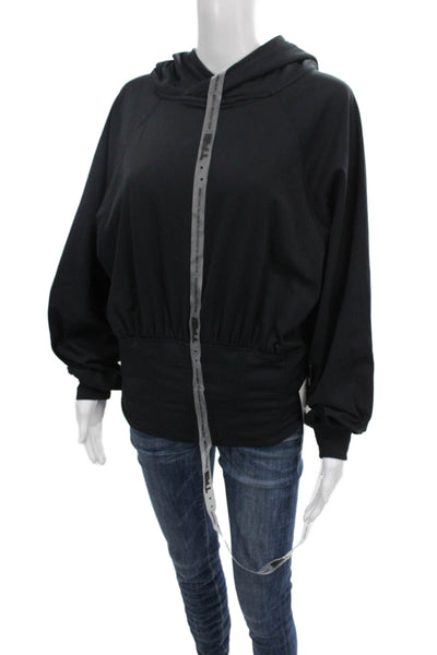 TA3 Women Full-Zip Hoodies Black Drawstring Long Sleeve Size M