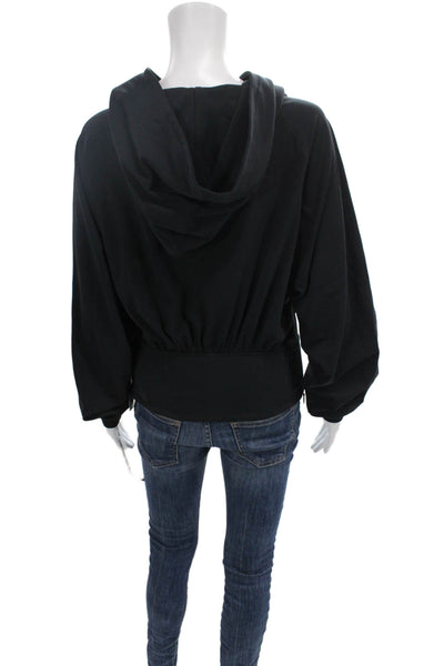 TA3 Women Full-Zip Hoodies Black Drawstring Long Sleeve Size M
