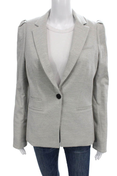 Veronica Beard Womens Blazer Gray Herringbone Collared Longsleeve Size 8