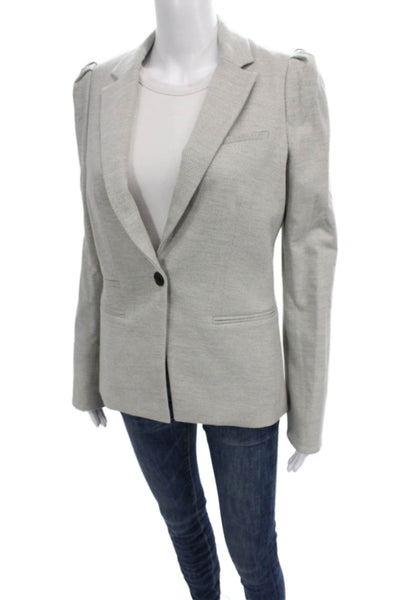 Veronica Beard Womens Blazer Gray Herringbone Collared Longsleeve Size 8