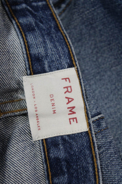 Frame Denim Unisex Mom Tapered Jeans Blue High Rise 100% Cotton Size 28