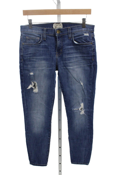Current/Elliott Womens Dark Blue Ankle Skinny Jeans Mid Rise Size 28