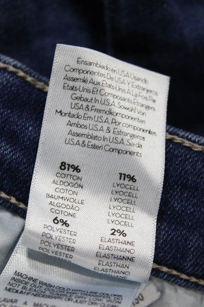 Mother Women Dark Blue Cropped Straight Jeans Mid Rise Button Size 28