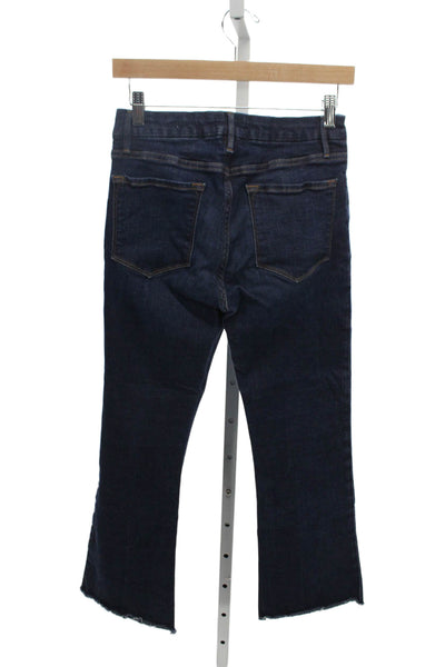 Frame Women Cropped Flared Dark Blue Jeans Size 27