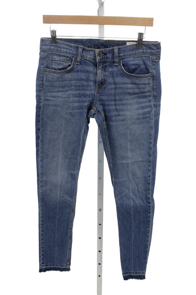 Rag & Bone Jean Women Ankle Skinny Jeans Blue Button Cotton Mid Rise Size 26