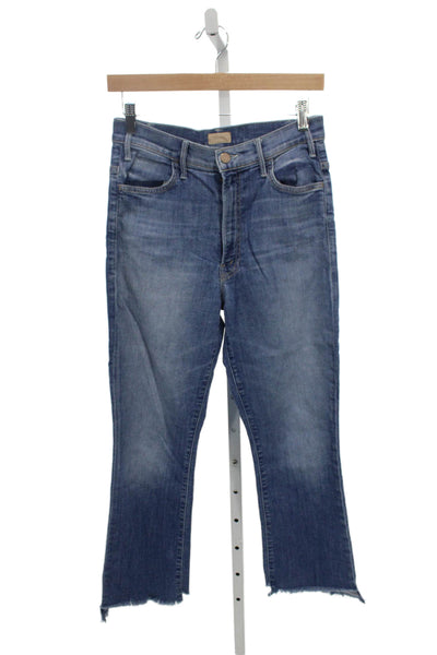 Mother Womens Cropped Straight Jeans Blue Size 28