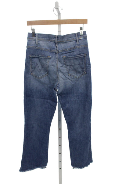 Mother Womens Cropped Straight Jeans Blue Size 28