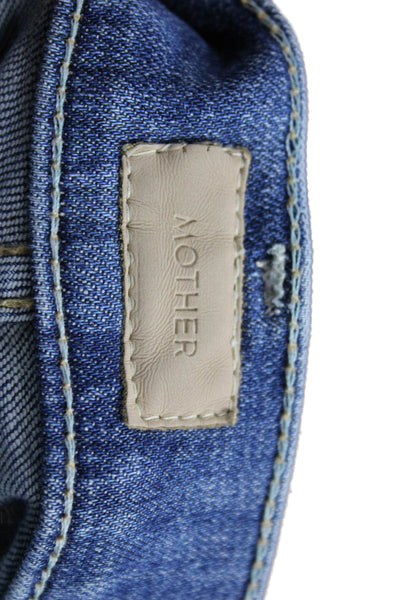 Mother Womens Cropped Straight Jeans Blue Size 28