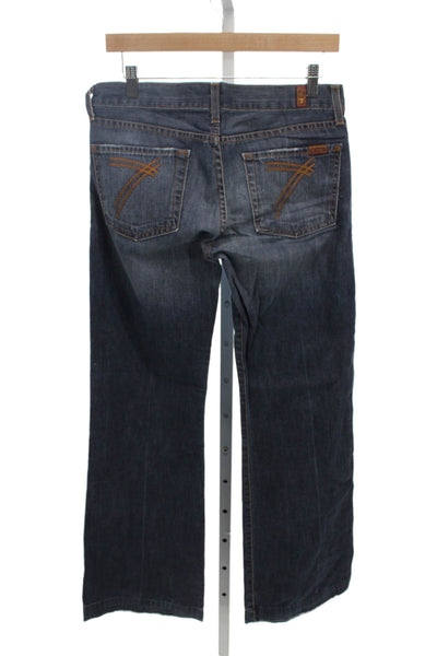 7 For All Mankind Unisex Dark Blue Bootcut Jeans Cotton Button Size 29
