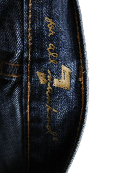 7 For All Mankind Unisex Dark Blue Bootcut Jeans Cotton Button Size 29