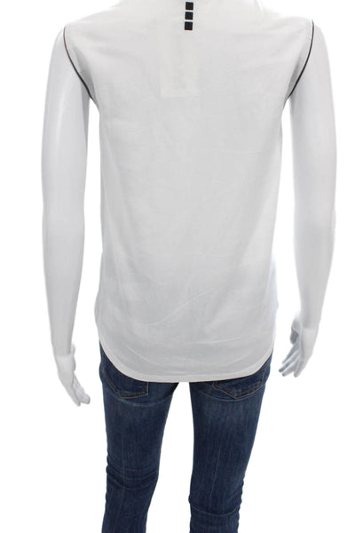 Jamie Sadock Womens Basic Sleeveless Mock Neck Button Tank White Size L