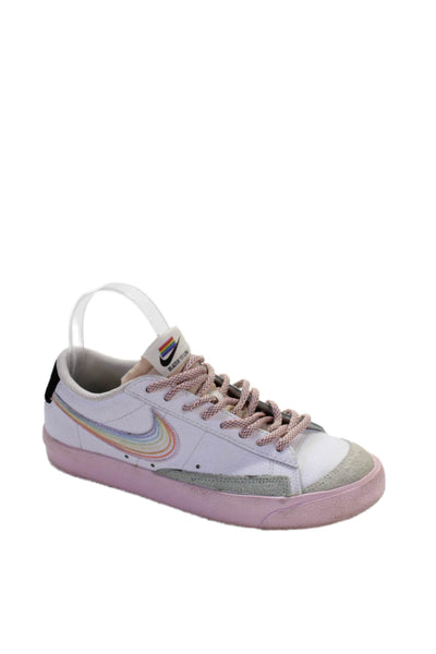 Nike Womens Leather Nike Blazer Low 77 Be True Sneakers White Pink Size 6.5