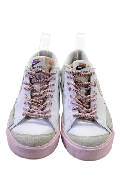 Nike Womens Leather Nike Blazer Low 77 Be True Sneakers White Pink Size 6.5