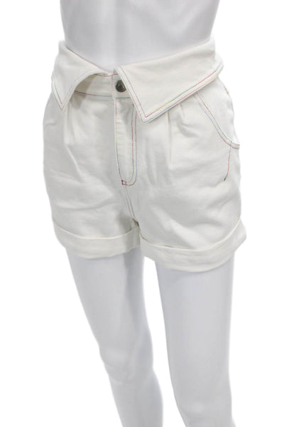 Stella McCartney Unisex White Cotton Blend Button Shorts Designer Size 25