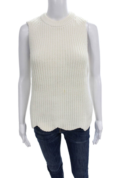 J Crew Unisex White Sweater Vest Crew Neck 72% Cotton 28% Nylon Size S