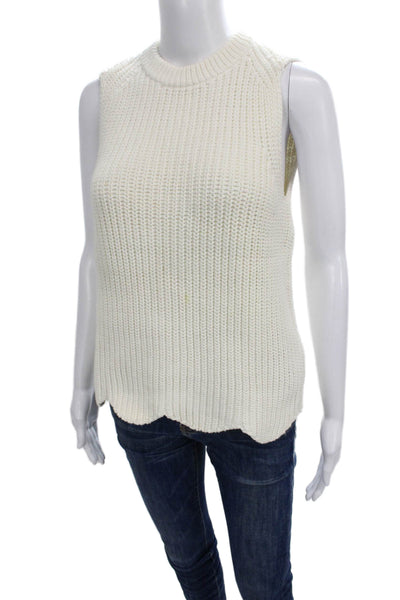 J Crew Unisex White Sweater Vest Crew Neck 72% Cotton 28% Nylon Size S