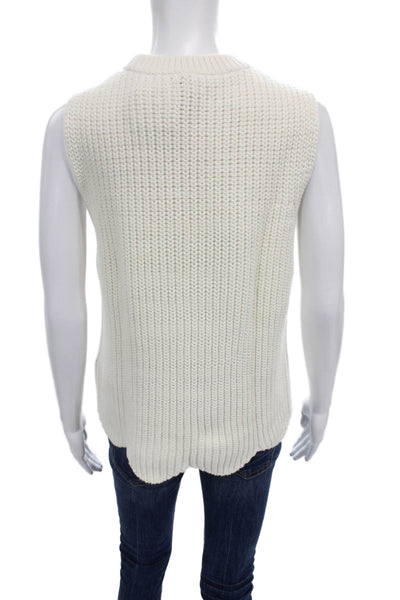 J Crew Unisex White Sweater Vest Crew Neck 72% Cotton 28% Nylon Size S